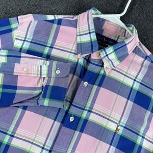 Polo Ralph Lauren Button Down Mens XL Extra Large Pink Blue Plaid Classic Fit